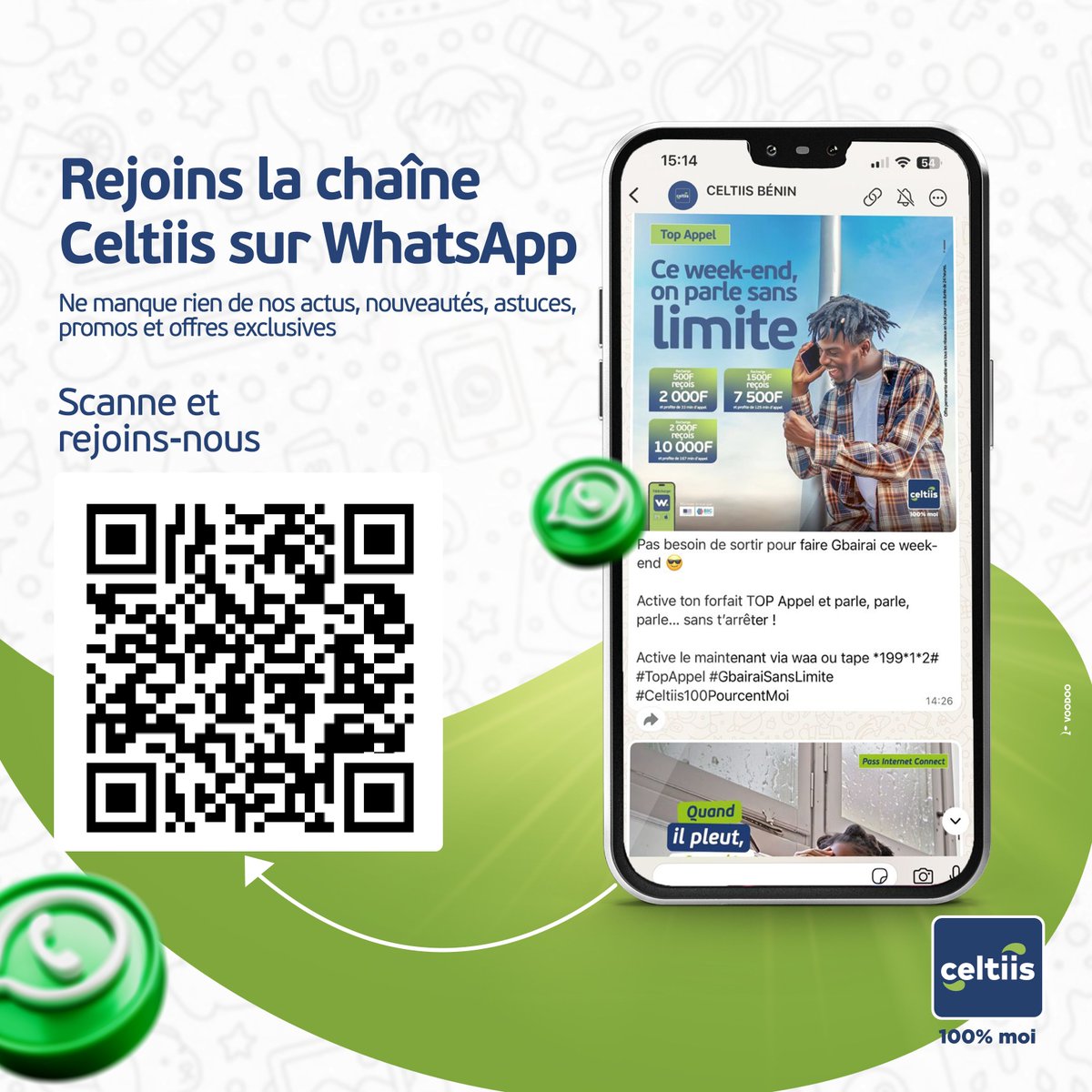 Le savais-tu ? Nos bons plans sont aussi sur WhatsApp !

Clique ici 👉 bit.ly/ChaîneWhatsApp… et rejoins-nous pour ne plus rien manquer ! 😎

#ChaîneWhatsApp #1erOpérateurGlobal #Celtiis100PourCentMoi