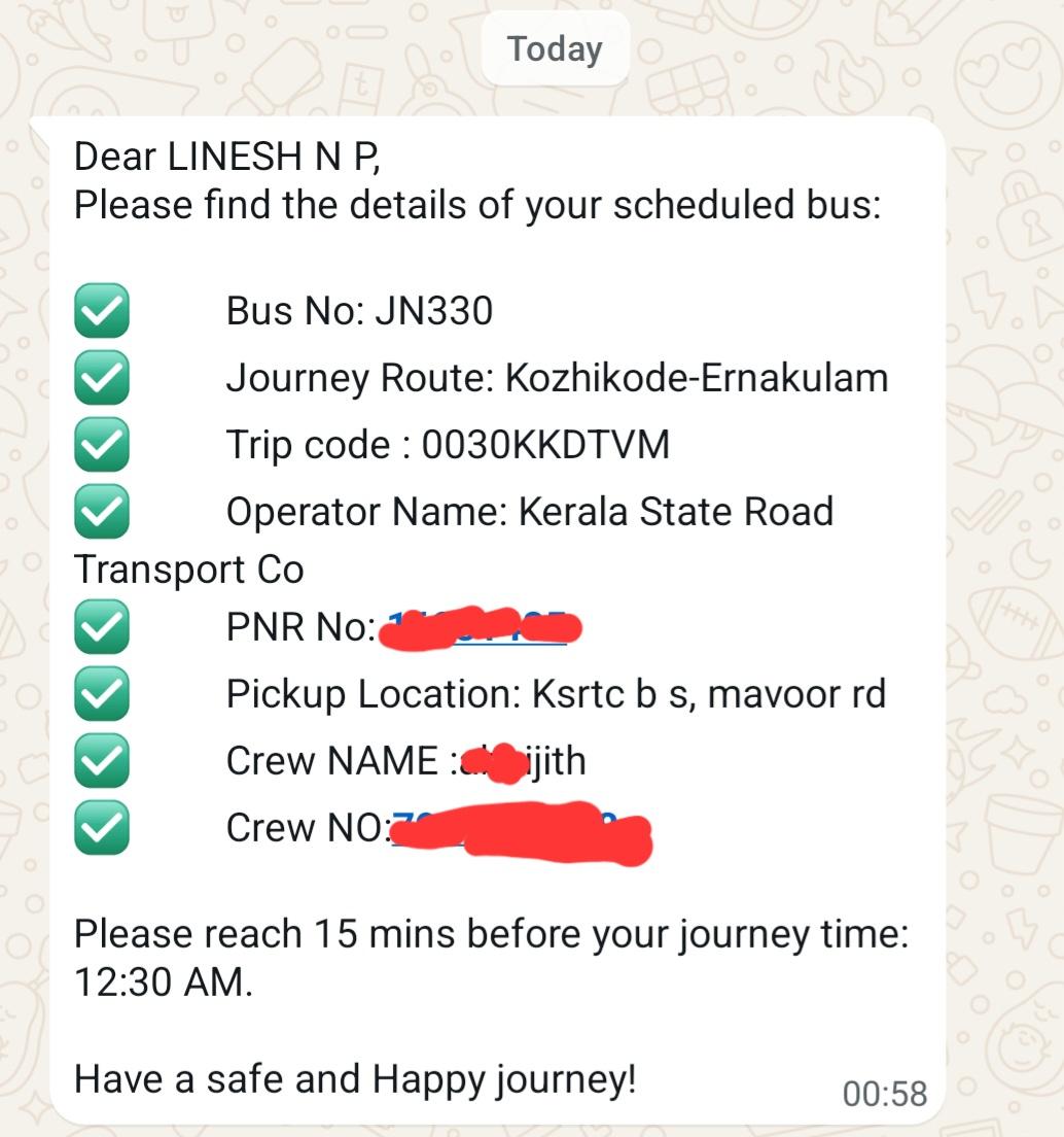 linesh_np's tweet image. 12.30 am ന് എത്തേണ്ട KARTC ബസിന്റെ ക്രൂ മെമ്പറുടെ നമ്പർ  12.58ന് കിട്ടി. ഏറ്റവും വലിയ തമാശ എന്താണെന്ന് വെച്ചാൽ, ഒരു മണിയായിട്ടും ട്രാക്കിൽ എത്താത്ത വണ്ടിയിൽ എന്നോട് 12.15 am ന് കയറാൻ ആവശ്യപ്പെടുകയും  ചെയ്തു..  ജയ് #ksrtc  😌