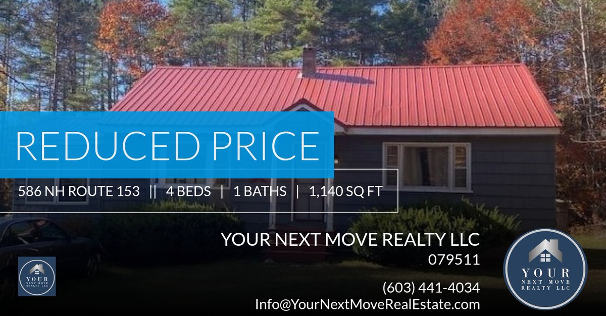 YourNextMoveNH's tweet image. 📍 Reduced Price 📍 This recently reduced home at 586 Nh Route 153 in Middleton won't last long, so, don't wait to set up a showing! Reach out here or at (603) 441-4034 for more infor... homeforsale.at/586_NH_ROUTE_1…