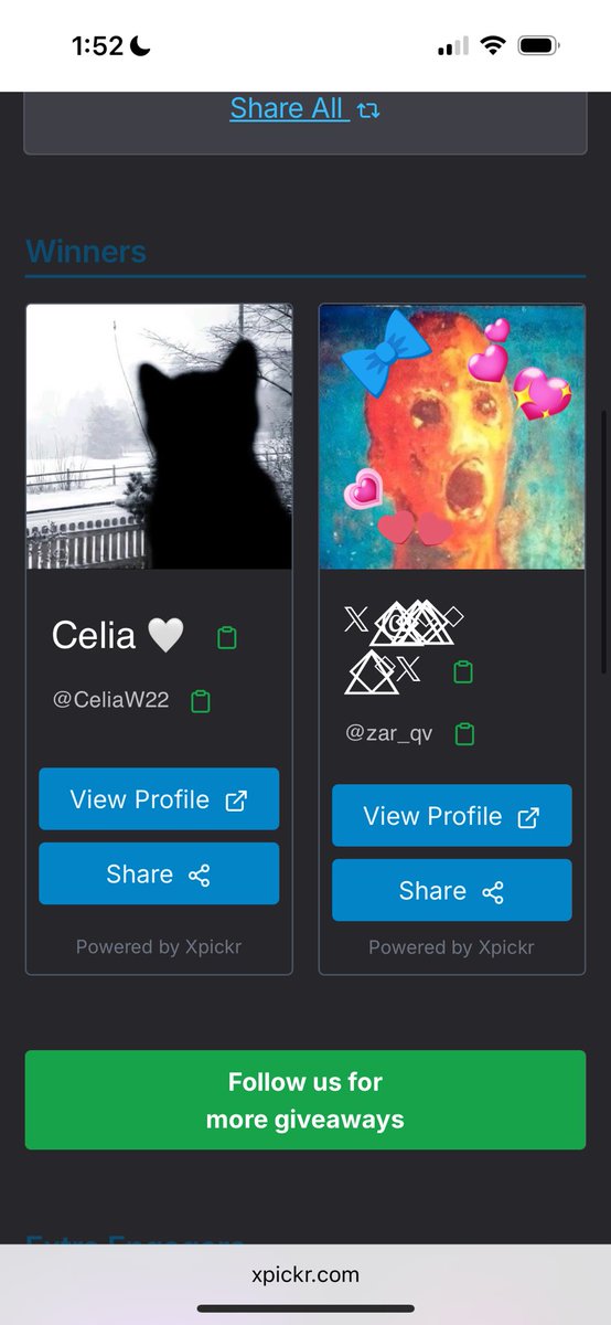 <a href="/zar_qv/">𝕏@⃟⃤ ⃟ ⃟⃤ ⃟⃟⃤ ⃟ ⃟⃤ ⃟𝕏</a>
<a href="/CeliaW22/">Celia 🤍</a> 

Congratulations🏆
Please DM <a href="/pechenko_X/">pechenko</a> for your prize

Thank you to everyone who participated and a special thank you to <a href="/pechenko_X/">pechenko</a> for providing ! 🥰🥰🥰

Check out my giveaways 💖

#Fortnite