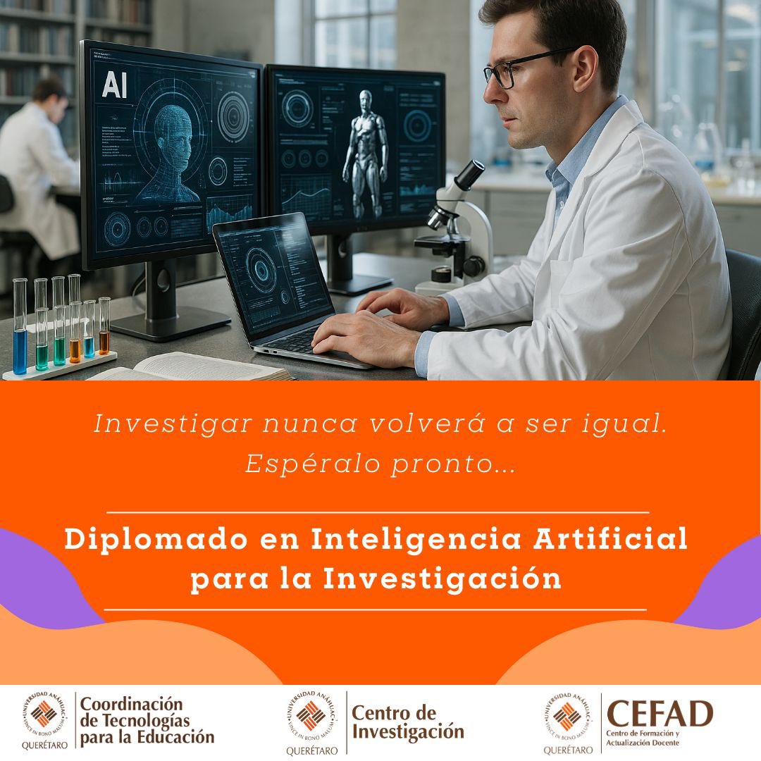 ¡Próximamente nuestro Diplomado en #IA para la Investigación ! 🔎 🔬🧬🩺🧪 #SomosAnáhuac