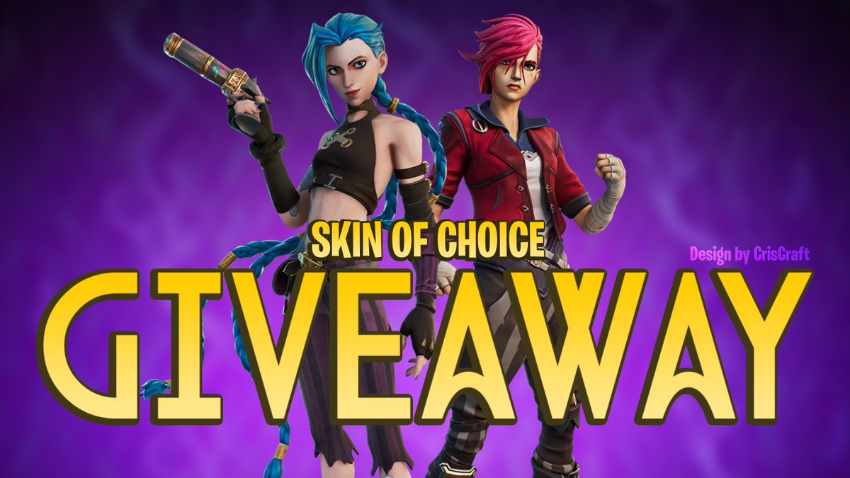 Fortnite x Arcane Skin Of Choice GIVEAWAY! 💛

x1 winner 🏆

Requirements: 
◦ Follow <a href="/CrisCraft1304/">CrisCraft</a> &amp; <a href="/GiiZmoX_/">GiiZmoX</a> 🔔
◦ Like and repost ❤️♻️
◦ Tag your friends 🫂
◦ Comment the skin that you want! 🎁 

Ends in 48hrs, good luck! 🍀