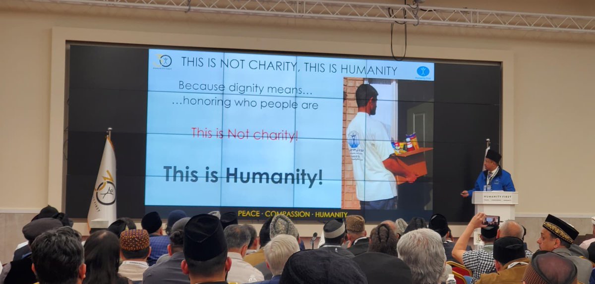 HFUSA's tweet photo. Chairman @humanityfirst Canada gives a emotional look into #FoodSecurity around the world and Canada. He said, "If you call Humanity First, you will not sleep hungry tonight" 

#HFConf25