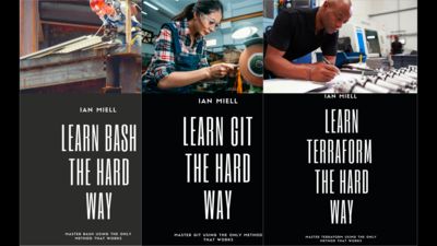leanpub's tweet image. Learn Git, Bash, and Terraform the Hard Way by Ian Miell is the featured bundle on the Leanpub homepage! #Devops #SoftwareEngineering #ComputerProgramming #Git #Software #CloudComputing

The following 3 books are included in this bundle...
Learn Bash the Hard Way, Learn Git The…