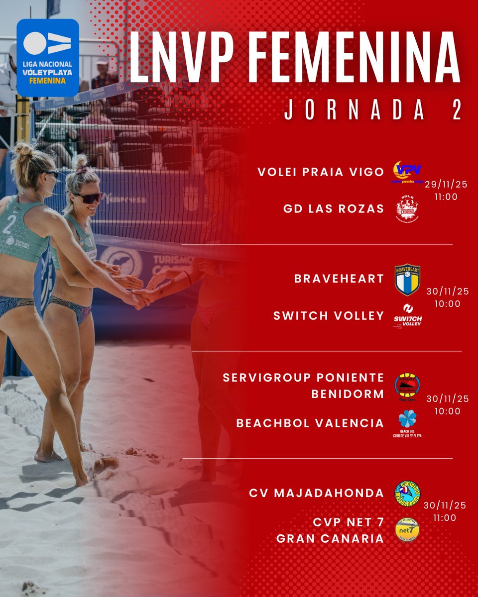 Los enfrentamientos y horarios de la segunda jornada de la LNVP femenina.

¿Qué partido tenéis más ganas de ver?👀