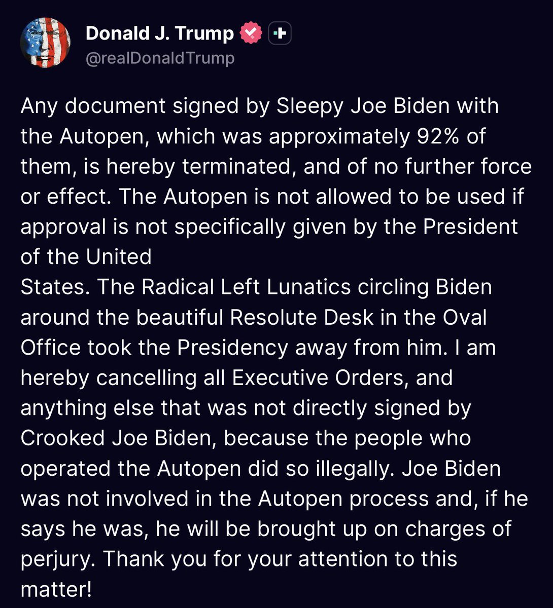 President Trump just TERMINATED the Autopen!
