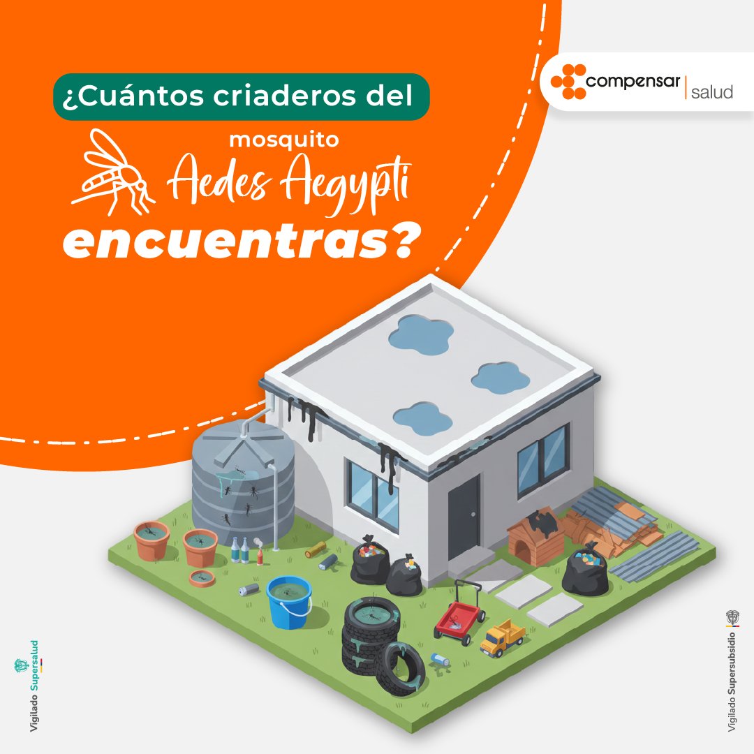 Compensar_info's tweet image. 🦟  Recuerda que cualquier recipiente con agua estancada puede convertirse en un criadero de mosquitos y una sola hembra puede poner hasta 200 huevos.

Protégete del dengue eliminando los posibles criaderos y previniendo su propagación.

#BienestarIntegral #CompensarSalud