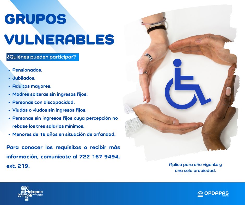 MetepecOPDAPAS's tweet image. En OPDAPAS Metepec trabajamos con sensibilidad y compromiso para atender a los grupos más vulnerables.
#EstamosEnLaRuta 
@FerFlores_Emp 
@MetepecGobierno