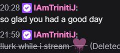 TommiiMichelle's tweet photo. and then would do shit like this in my chat...girl you been lurking for a whole hr and a half where tf did this come from?? 😭 https://t.co/OV4vSXTsA9