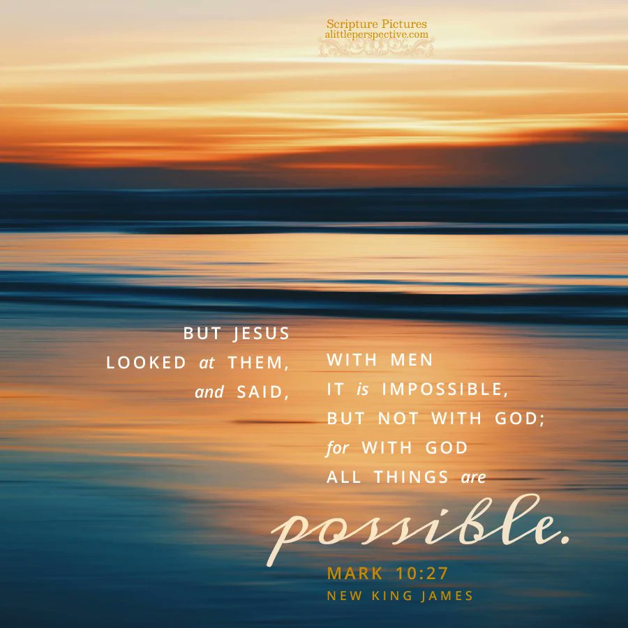 But Jesus looked at them and said,

“With men it is impossible, but not with God; for with God all things are possible.”

- Mark 10:27 (NKJV)