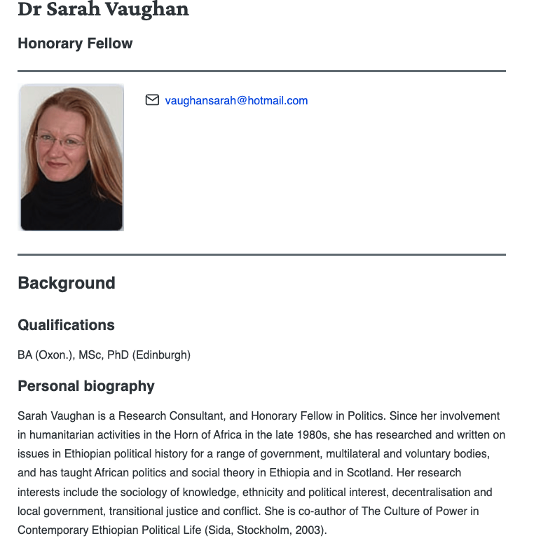 Professor Sarah Vaughan’s intervention on <a href="/AJHeadtoHead/">Head to Head</a> <a href="/AlJazeeraWorld/">Al Jazeera World</a>  cannot be understood outside the ecosystem the #TPLF cultivated for three decades, an ecosystem that selectively funded researchers, consultants, and policy analysts who would normalize its political