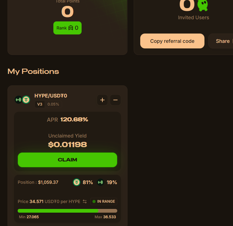 RDBlade2's tweet photo. https://t.co/IdAeMThRYg

Still i do recomend to get lower price on the left side. 
SO you can farm more $HYPE if it dumps after unlocks in December.
After this one we put some  $HYPER to lending and i ll show you the way from 1 k to 2k.
Cya! https://t.co/UNYYT9y7Md