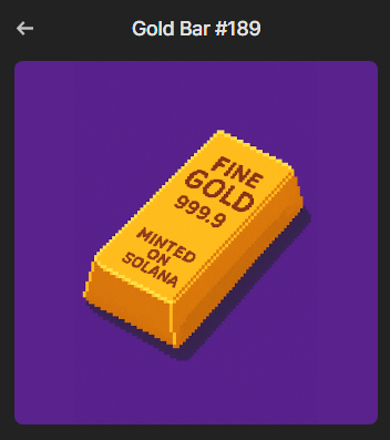 ticweb3's tweet image. Thank you to @TrashpandaXmeta for onboarding me into the Solana Gold Bar collection with NFT #189
This collection is changing the face of crypto, and changing the meaning of what it is to hold a digital asset. @solana @MagicEden