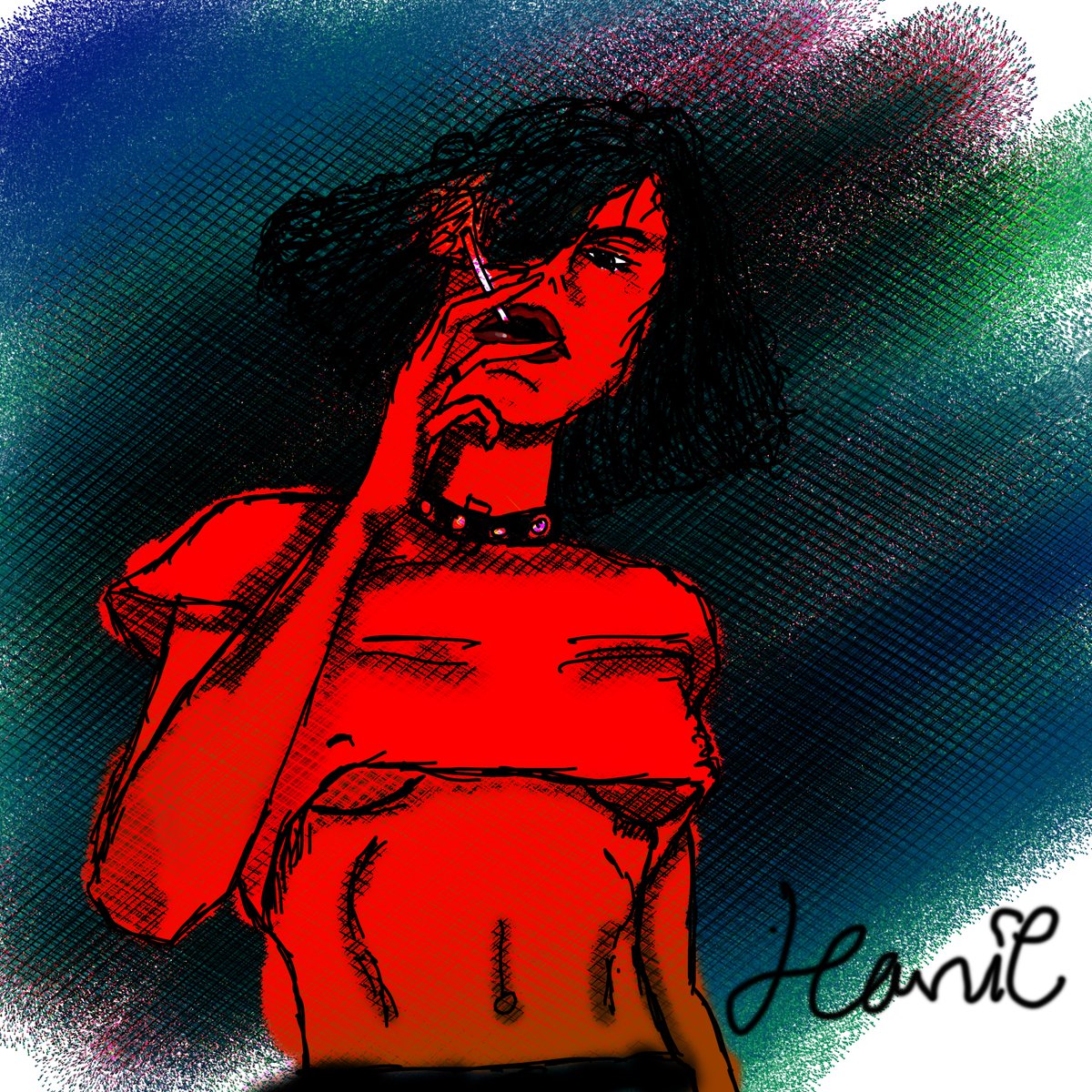 thecraziiartist's tweet photo. She Smokes https://t.co/e1GfWX5417