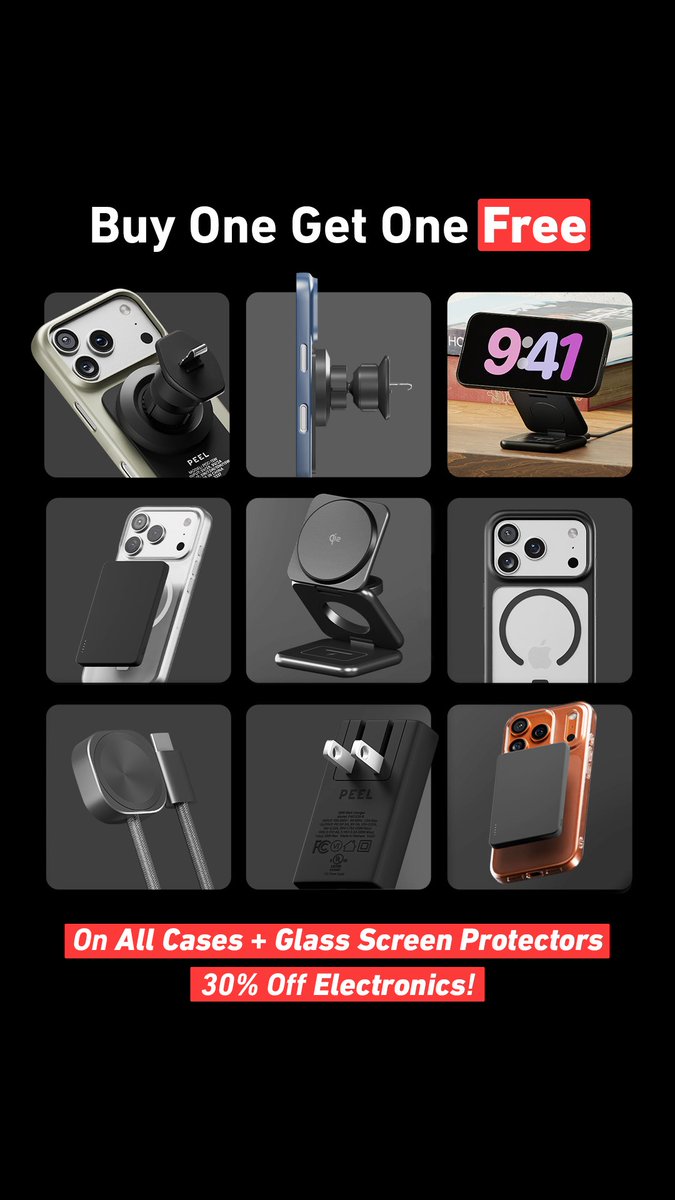 Black Friday is here! Shop buypeel.com for Buy One Case or Glass, Get One FREE + 30% off all electronics. 
#BlackFridayDeals #BOGO #MinimalistStyle #SuperThinCase #TechEssentials #PhoneCaseSale #HolidaySavings #iPhoneDeals #iPhone17 #iPhoneAir