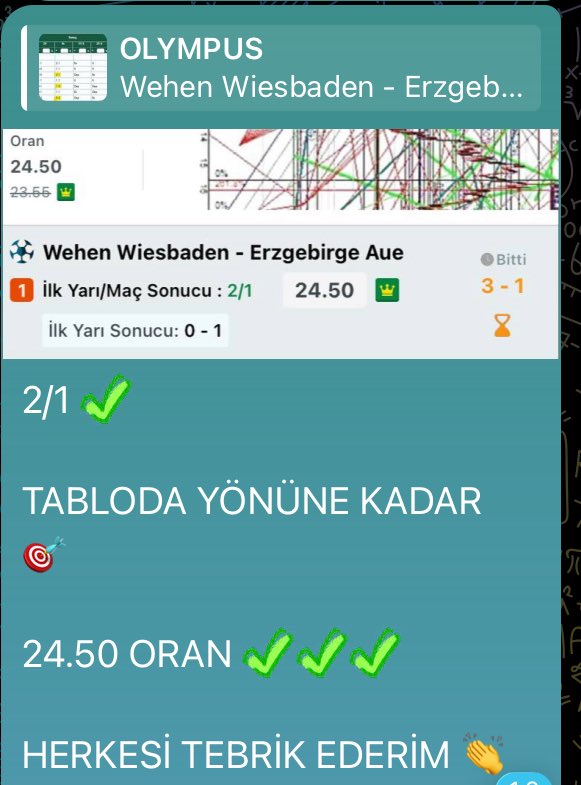 ANALİZHANE SIRADAN BİR GRUP DEĞİLDİR 🤫

YİNE 2/1 TABLOSUNDA YÖNÜNE KADAR 🎯

24.50 ORAN ✅

KATILIM İCİN 👉 t.me/Olympus_live

GRUBA KATILIM ÜCRETSİZDİR 🤝