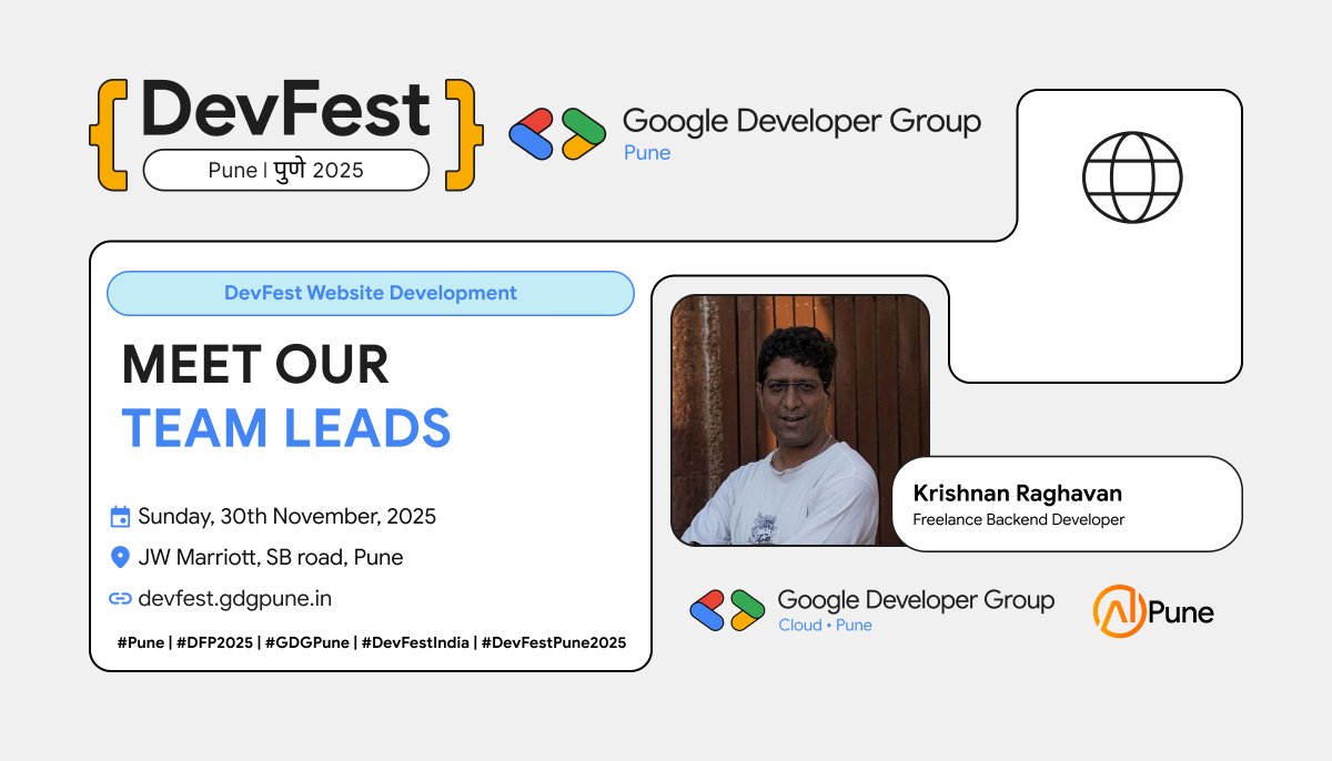 GDGPune's tweet image. Meet our amazing team leads steering the ship in various domains! These leads are the driving force behind our success. 😍
Don&apos;t miss out! 
🔗 devfest.gdgpune.in
#DFP2025 #DevFestPune2025 #Pune #DevFestIndia #GDGPune
