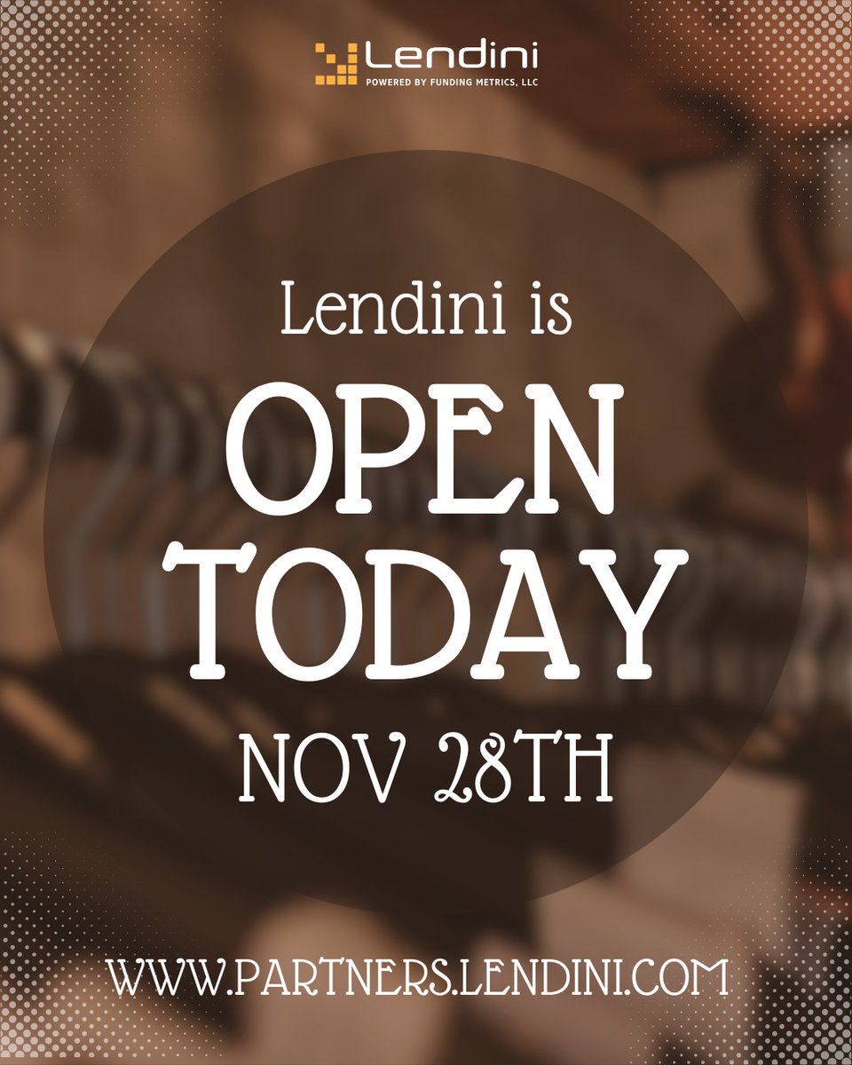 Lendini_lendini's tweet image. Lendini Business Financing will be open on November 28th, 2025 (Black Friday).

Visit partners.lendini.com to become an ISO partner

#businessfinance #businessgrowth #mca #merchantcashadvance #revenuebasedfinancing #funding #directfunder #smallbusinessloan #money