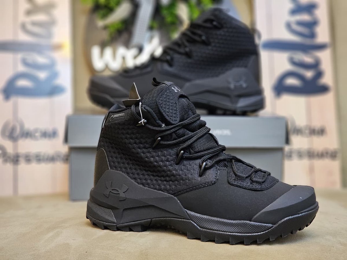 Under Armour Infil Hike GORE-TEX Boots.                  Sizes 40-45.
Ksh. 3800
-GORE-TEX membrane, making them 100% waterproof while allowing sweat to escape.
- High abrasion textile upper with an Anafoam overlay for a precise fit and support.
Moulded rubber toe cap.