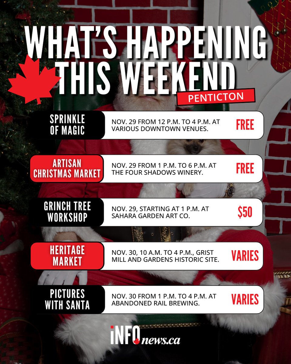 InfoNewsPentict's tweet image. November isn’t over yet! Here are the final events for the month.

Check out all the events here: infonews.ca/news/7442084/w…

#localevents #penticton
