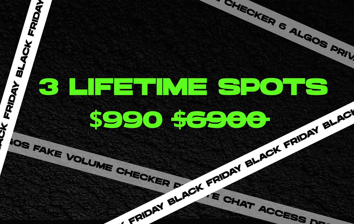 atmdotday's tweet image. BLACK FRIDAY - 3 more ATM Lifetime for $990 (not $6900)

Full access for the Black Friday price:

- 6 ATM Algos and private chat
- Volume Checker + profitable wallets database
- Future updates: traders analytics, large-cap algo, trading AI agent

Link - moonpay.hel.io/pay/68a5e41813…