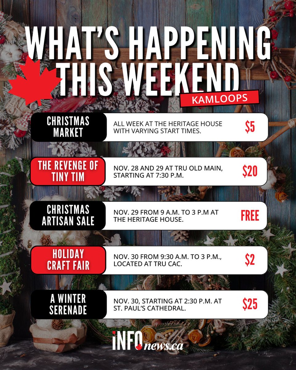 InfoNewsKam's tweet image. November isn’t over yet! Here are the final events for the month.

Check out all the events here: infonews.ca/news/7442084/w…

#localevents #kamloops