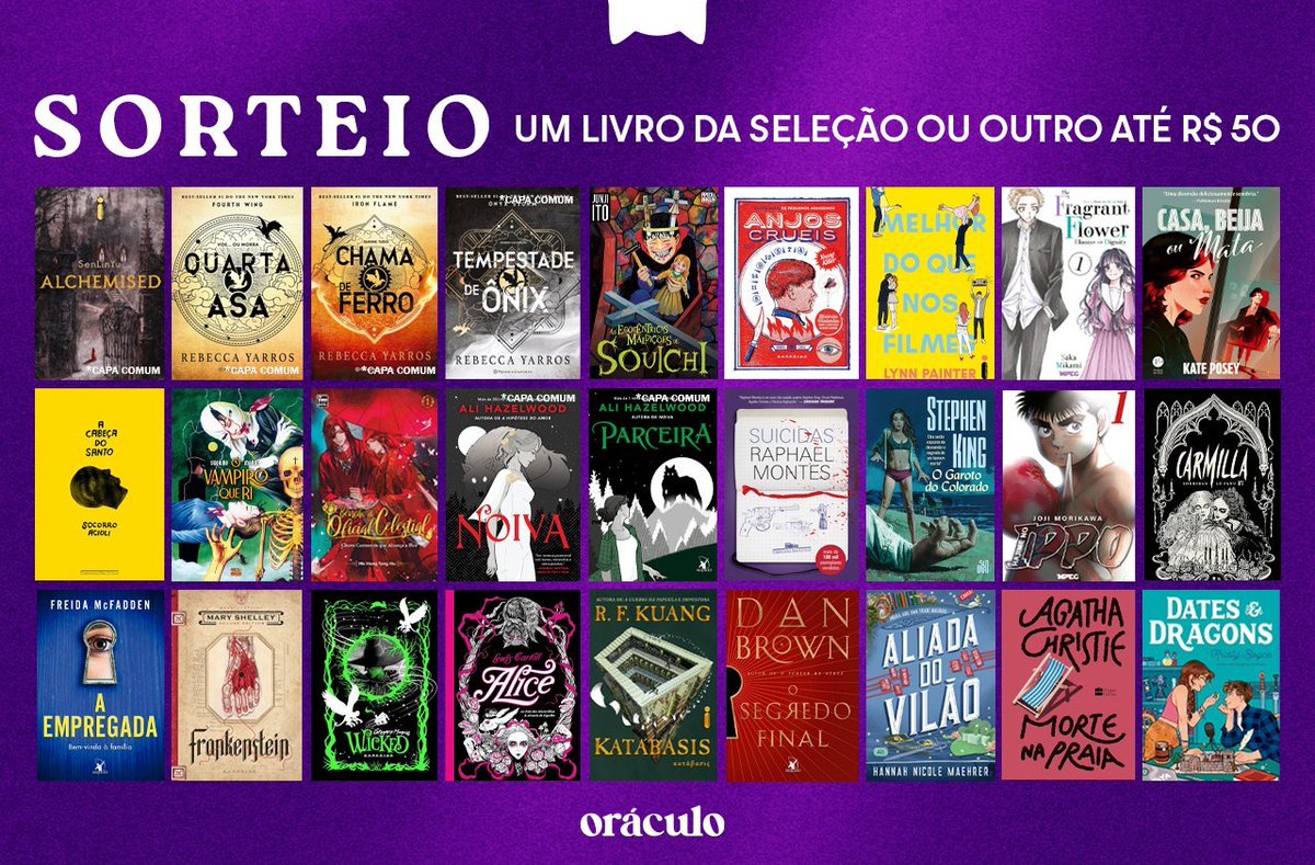 clubeoraculo's tweet image. 🔮 SORTEIO

💜 1 Livro da Seleção (ou outro livro da wish até R$50)

🌟 REGRAS:
— Siga @clubeoraculo
— Curta e dê RT neste tweet
— Curta e dê RT no tweet fixado
— Comente qual prêmio prefere 

🐈 Participe até 03/12. Boa sorte!
