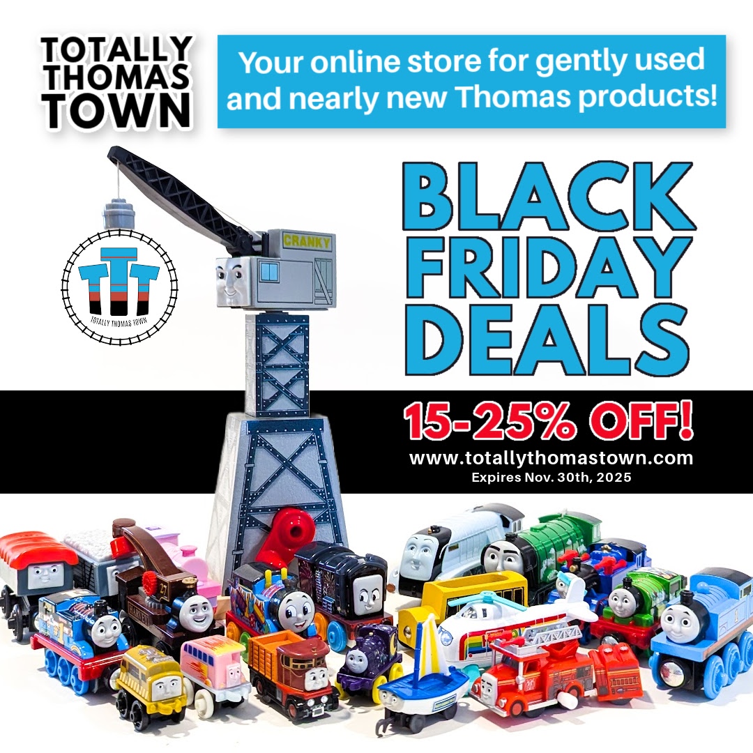 Full steam ahead into Black Friday! 

Save 15–25% on absolutely everything!

Shop items before they are gone at: 
totallythomastown.com

#ttt #totallythomastown #thomasandfriends #thomasthetankengine #bigjigs #trains #kidstoys #kidsplay #onlineshopping #onlineorder