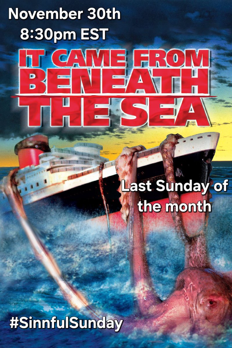 Sinnful_Redhead's tweet image. Don&apos;t forget to join myself and @BatQuinn5801 this Sunday, November 30th for &quot;It&apos;s Came From Beneath the Sea&quot; at 8:30pm EST for #SinnfulSunday. Last Sunday of the month!