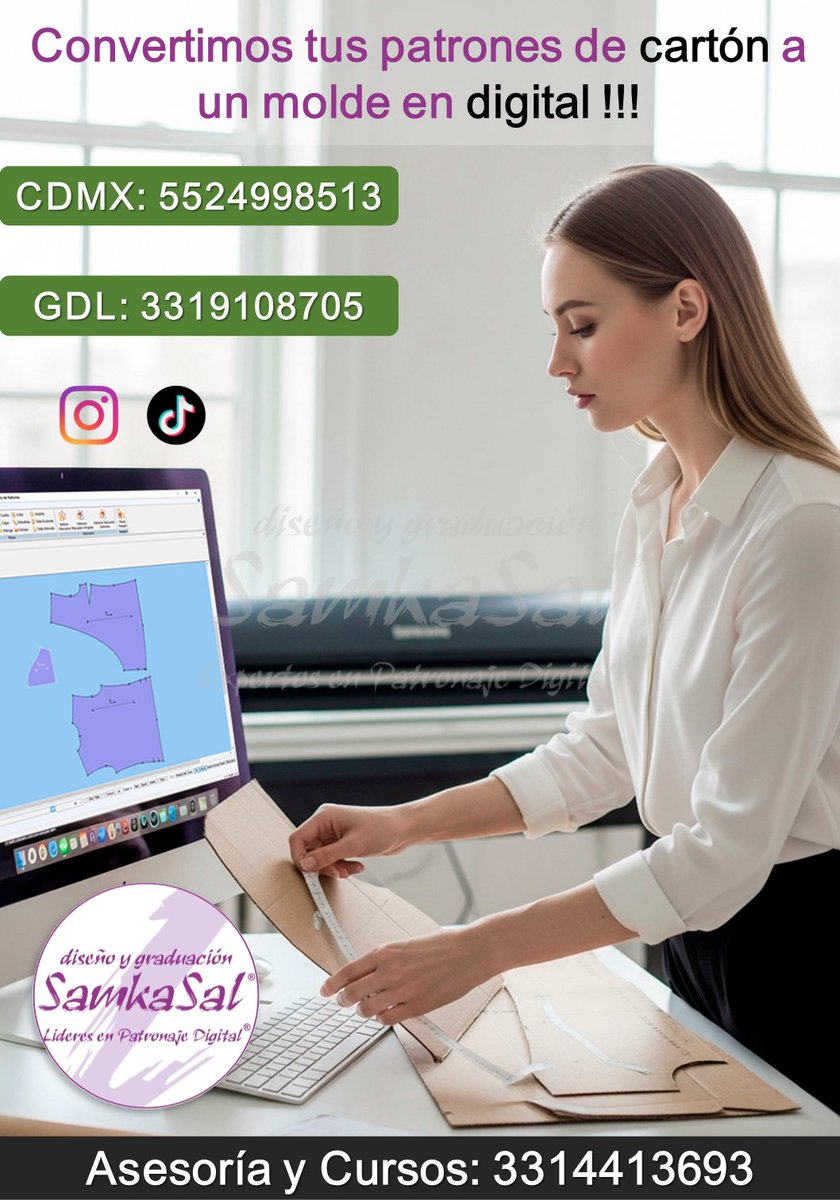 samkasal's tweet image. Convertimos tus moldes de cartón a archivos digitales para que los puedas usar en el programa que tu quieras 💻✨

Con más de 24 años de experiencia y profesionalismo.

Oficinas en CDMX y Guadalajara

#samkasal #patrones #digital
#conversión #moda

📲Contáctanos al: 33 1441 3693