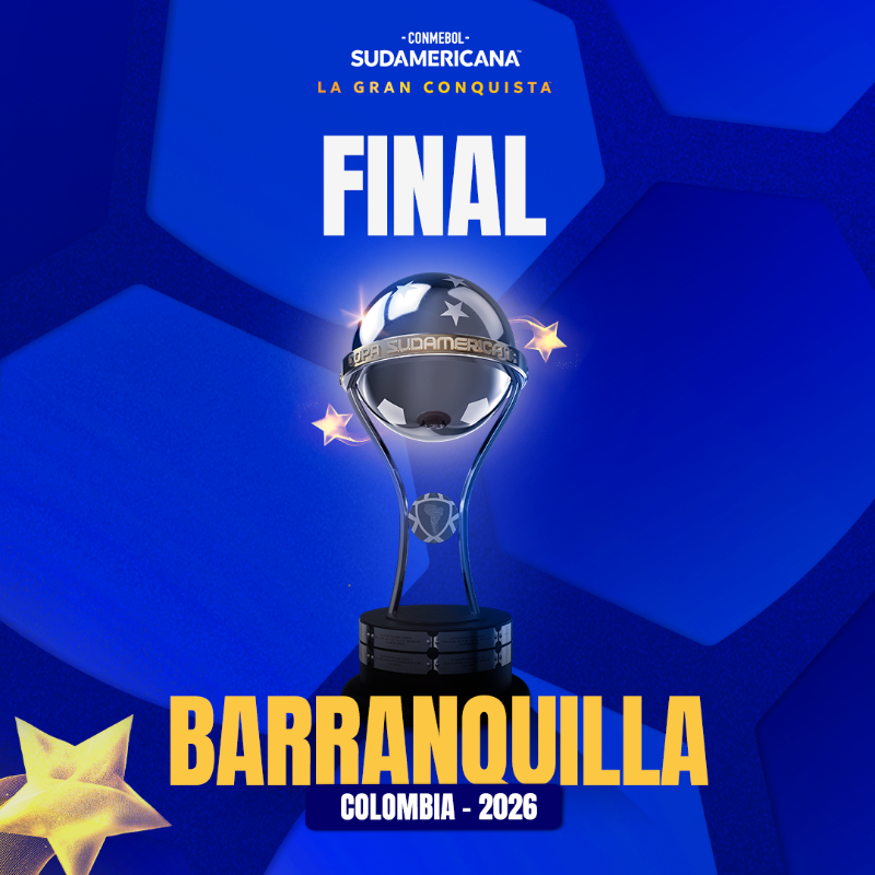 CONMEBOL's tweet photo. ¡La Final de la CONMEBOL @Sudamericana 2026 se jugará en Barranquilla, Colombia! 🇨🇴

A Final da CONMEBOL @Sudamericana 2026 será em Barranquilla, na Colômbia! 🏆

#LaGranConquista | #GrandeConquista