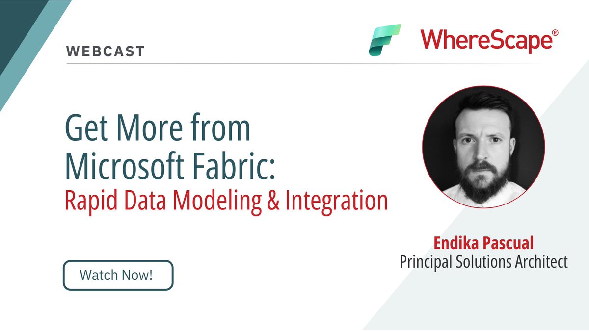wherescape's tweet image. Make Microsoft Fabric effortless! See how WhereScape automates data models. Watch on demand: ow.ly/i4xf50Xq0hV #MicrosoftFabric #DataAutomation #DataVault #PowerBI #DataEngineering #WhereScape