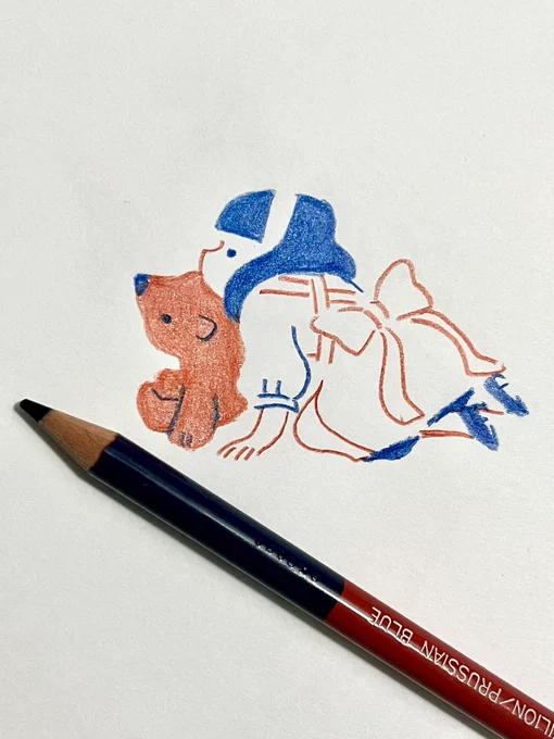 赤青鉛筆で描いています