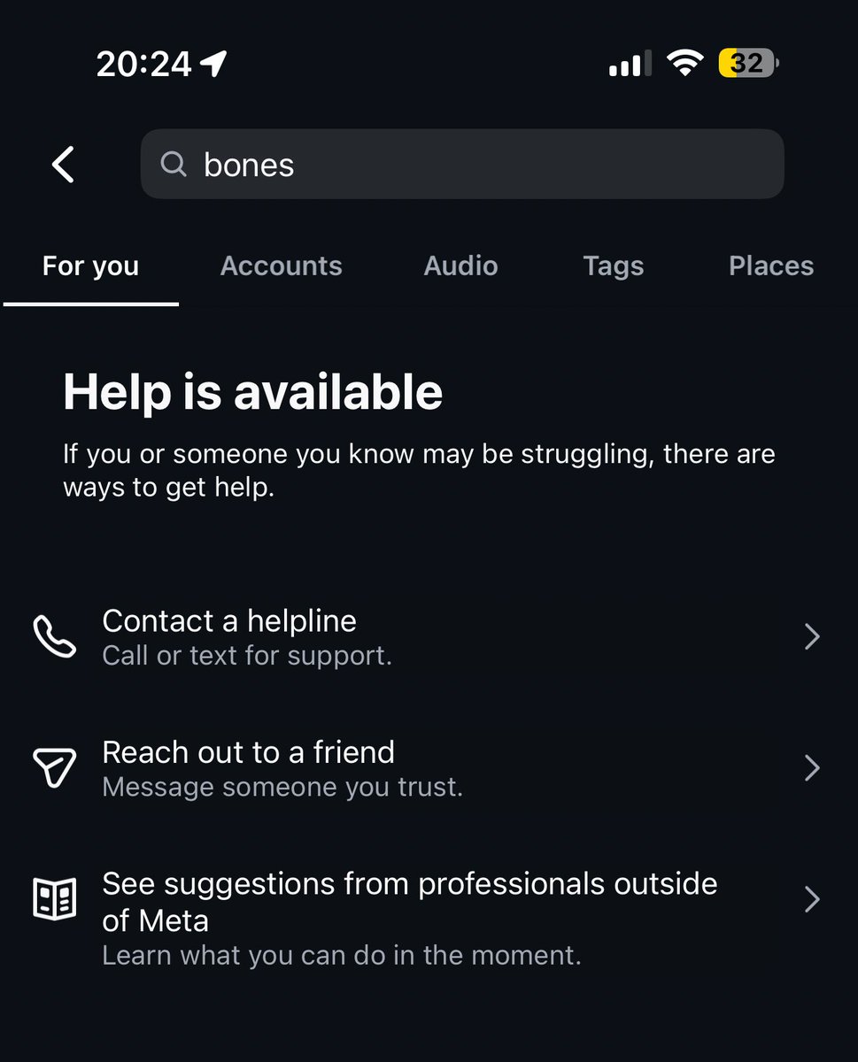 _aliwalker's tweet photo. When you search for @_itsjustbones_ on IG and get met with a self-help page 🙃😂 https://t.co/KVNiZSDlBF