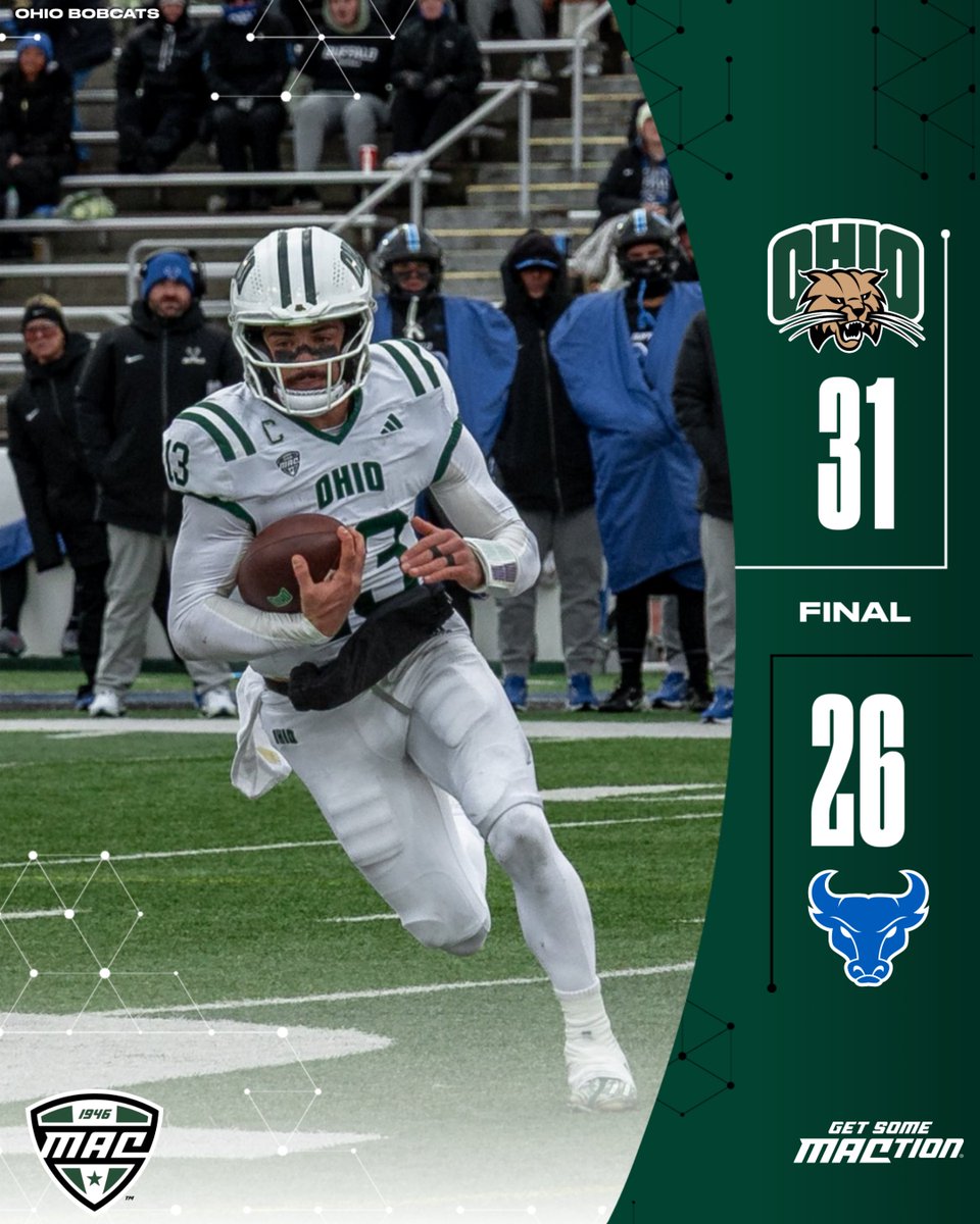 MACSports's tweet photo. OU, Oh Yeah 😼

The Bobcats cap off the regular season with a road victory!

@OhioFootball | #MACtion https://t.co/NNmIHTRBCI
