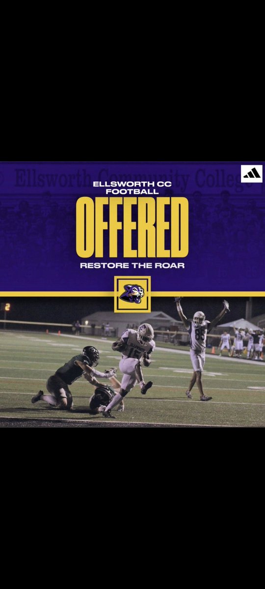After a great conversation with <a href="/CoachGibo/">Jordan Gibo</a> I am blessed to receive an offer from <a href="/Ellsworth_CC_FB/">Ellsworth CC Panther Football</a>!!
