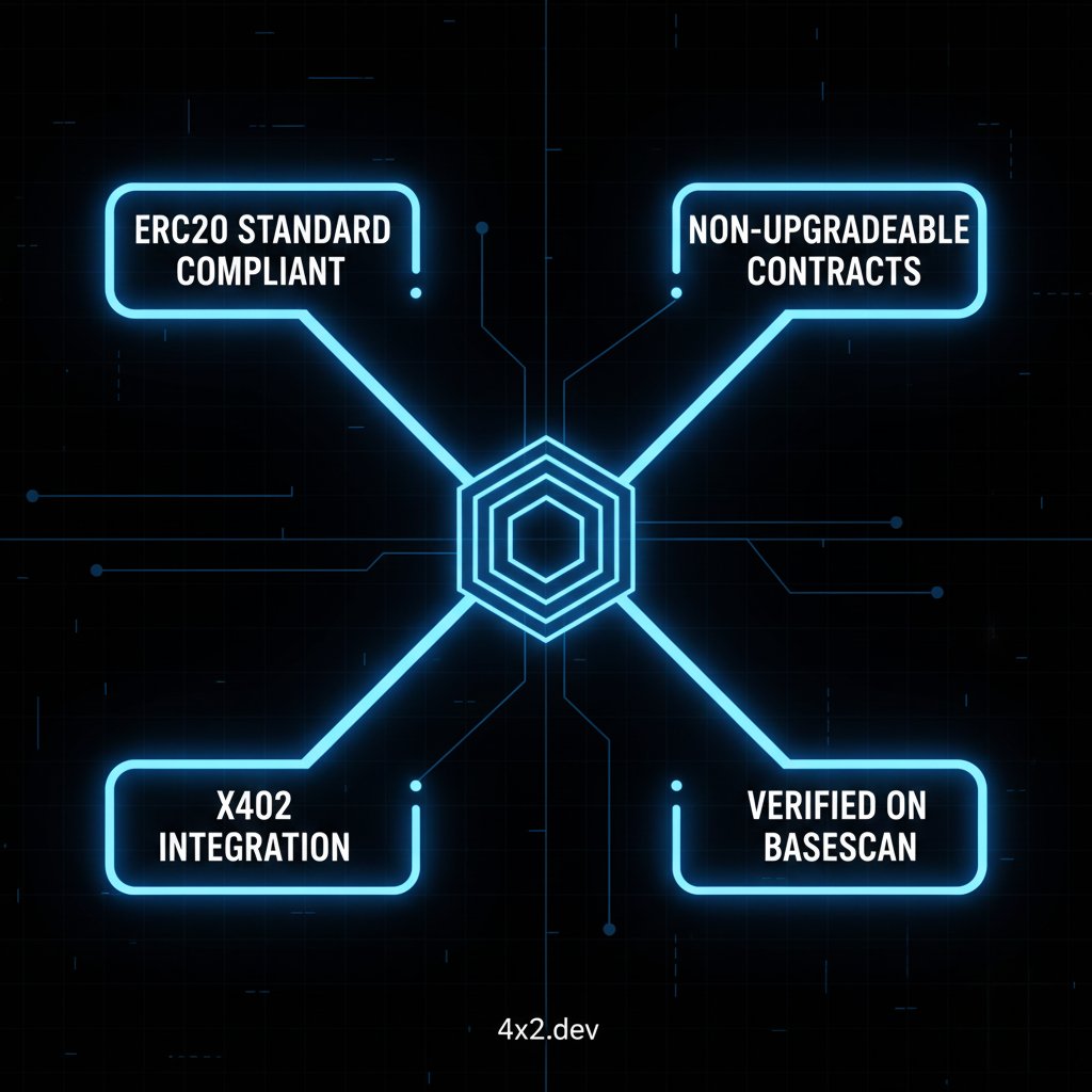 4x2dev's tweet image. With 4x2.dev, all your ERC20 contracts are open-source, verified, and fully decentralized, ready for the Base ecosystem and x402 integration.
No fuss, just clean smart contracts. 💎