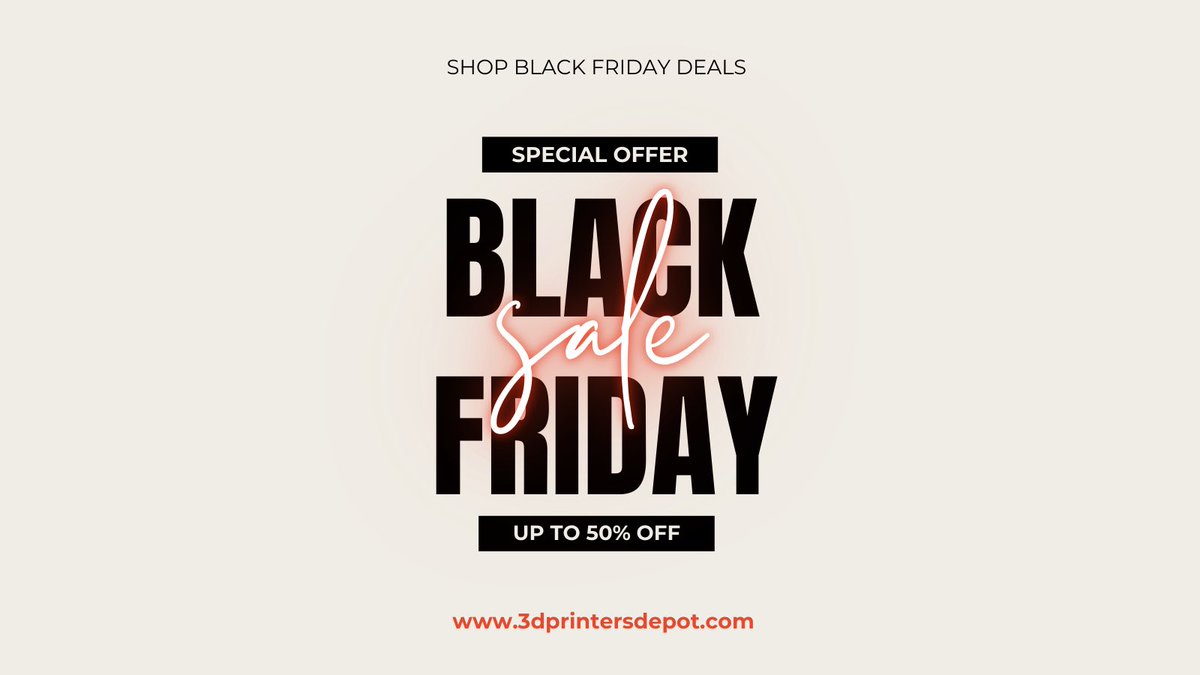 3dprintersdepot's tweet photo. 🚨 BLACK FRIDAY = LIVE
 ✅ Up to 50% OFF ✅ Free Shipping ✅ No Sales Tax in Most States

Grab the best 3D printer deals now → https://t.co/XFQLWnm4me

#BlackFriday #BlackFridayDeals #3DPrinters #3DPrinting #TechDeals #AdditiveManufacturing #Makers https://t.co/3dYBD8aCWP
