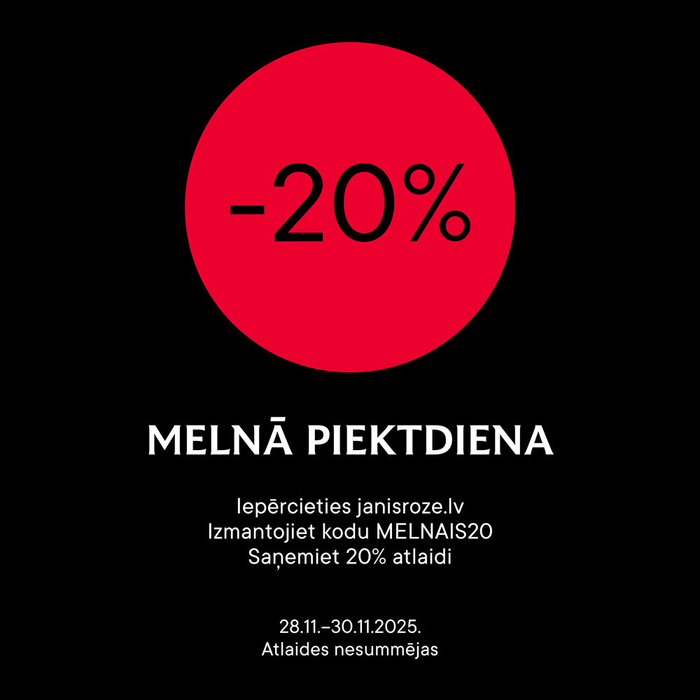 Melnās piektdienas super piedāvājums! Līdz svētdienai, 30. novembrim, ar kodu MELNAIS20 visiem pirkumiem e-veikalā janisroze.lv 20% atlaide!