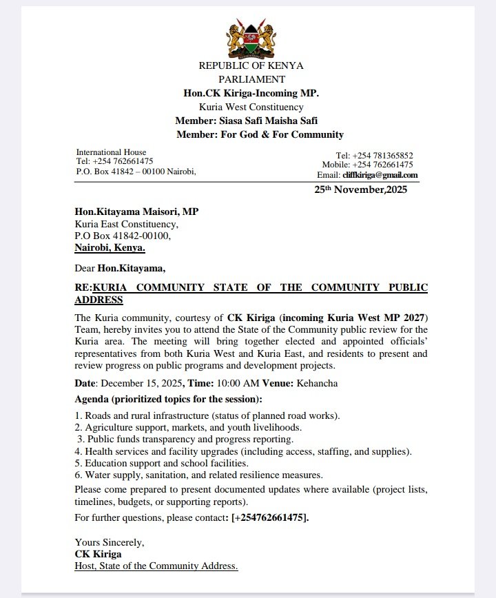 Progress is a shared responsibility. Ready to engage, listen, and contribute to the future of Kuria. CK Kiriga is a big deal ✊