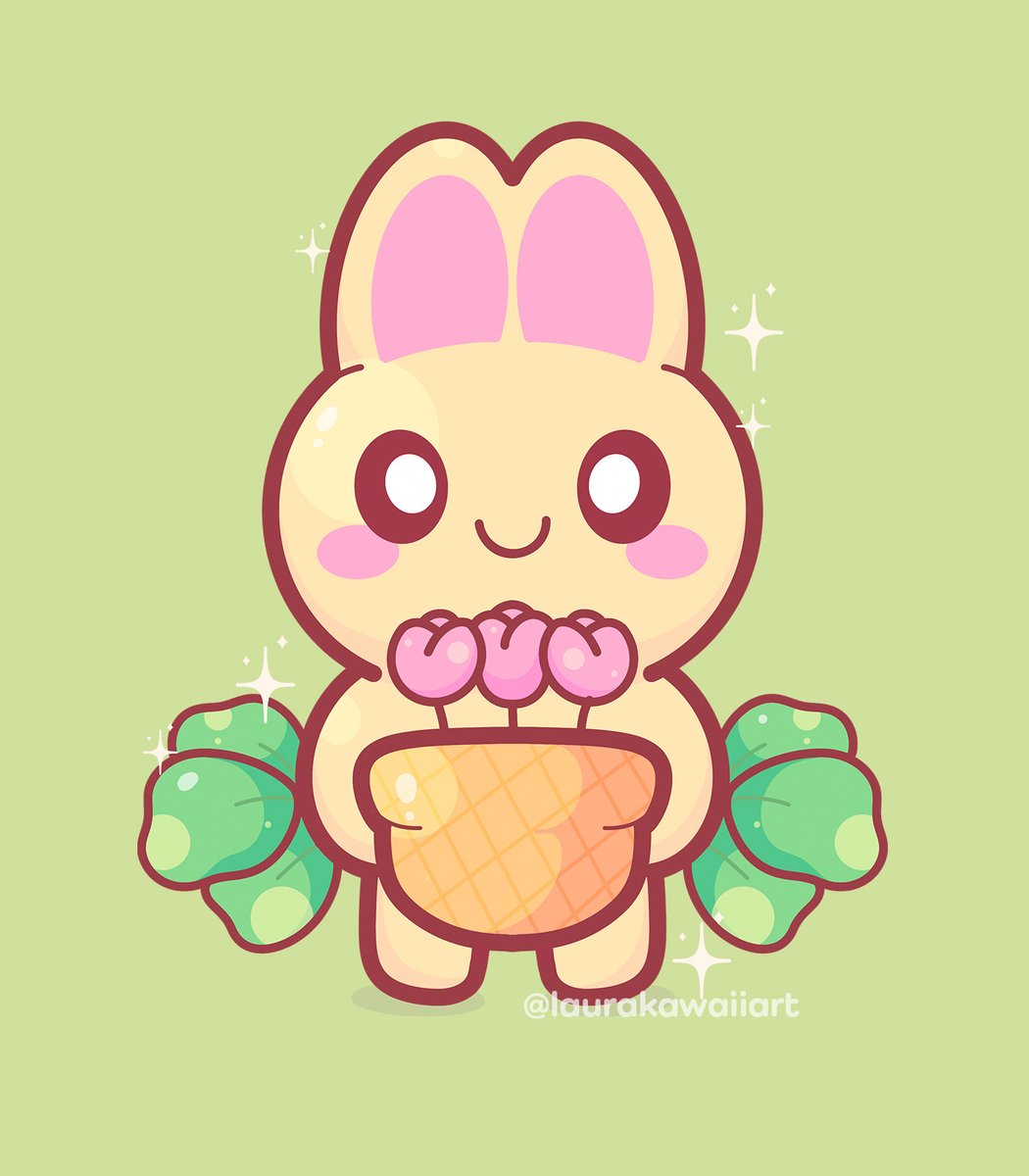 laurakawaiiart's tweet image. A soft and sweet kawaii bunny holding a pastel planter with tiny flowers 🌸🐰✨
I love creating gentle, colorful characters that bring a little calm to your day. #procreate #kawaiiart