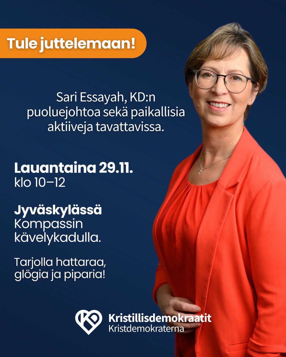 Tavataan Jyväskylässä! <a href="/KDpuolue/">Kristillisdemokraatit | KD</a> #tärkeimmistätinkimättä <a href="/JKLn_kaupunki/">Jyväskylän kaupunki</a>