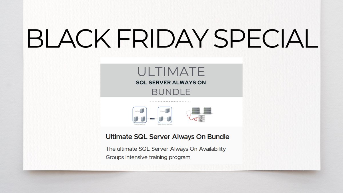 EdwinMSarmiento's tweet image. 🚨 BLACK FRIDAY SPECIAL 🚨 

Grab my Ultimate #SQLServer Always On Bundle.

It&apos;s a no-BS (and no marketing fluff) resource for anything Always On Availability Groups 

training.learnsqlserverhadr.com/p/sqlalwayson-…