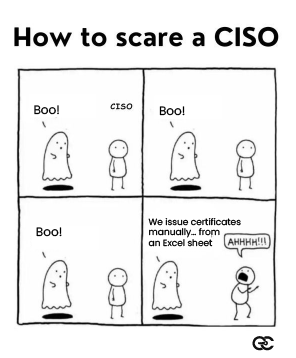 encryptioncons's tweet image. Every CISO has seen some scary things… but nothing compares to the horror of discovering that certificates are still being tracked in an Excel sheet. This means manual issuance, missed renewals. unmonitored expirations and hidden risks everywhere.

CertSecure Manager eliminates…