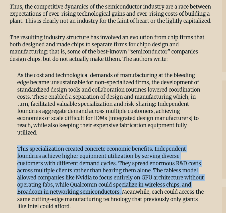MZunigaP's tweet photo. "The semiconductor industry is a model of ongoing and rapid technological change, with an ongoing race between increased technological capabilities and higher costs of building production facilities. @BrianCAlbrecht, @geoffmanne, @DavidJTeece, and Mario A. Zúñiga provide a readable overview in 'From Moore’s Law to Market Rivalry: The Economic Forces That Shape the Semiconductor Manufacturing Industry'".