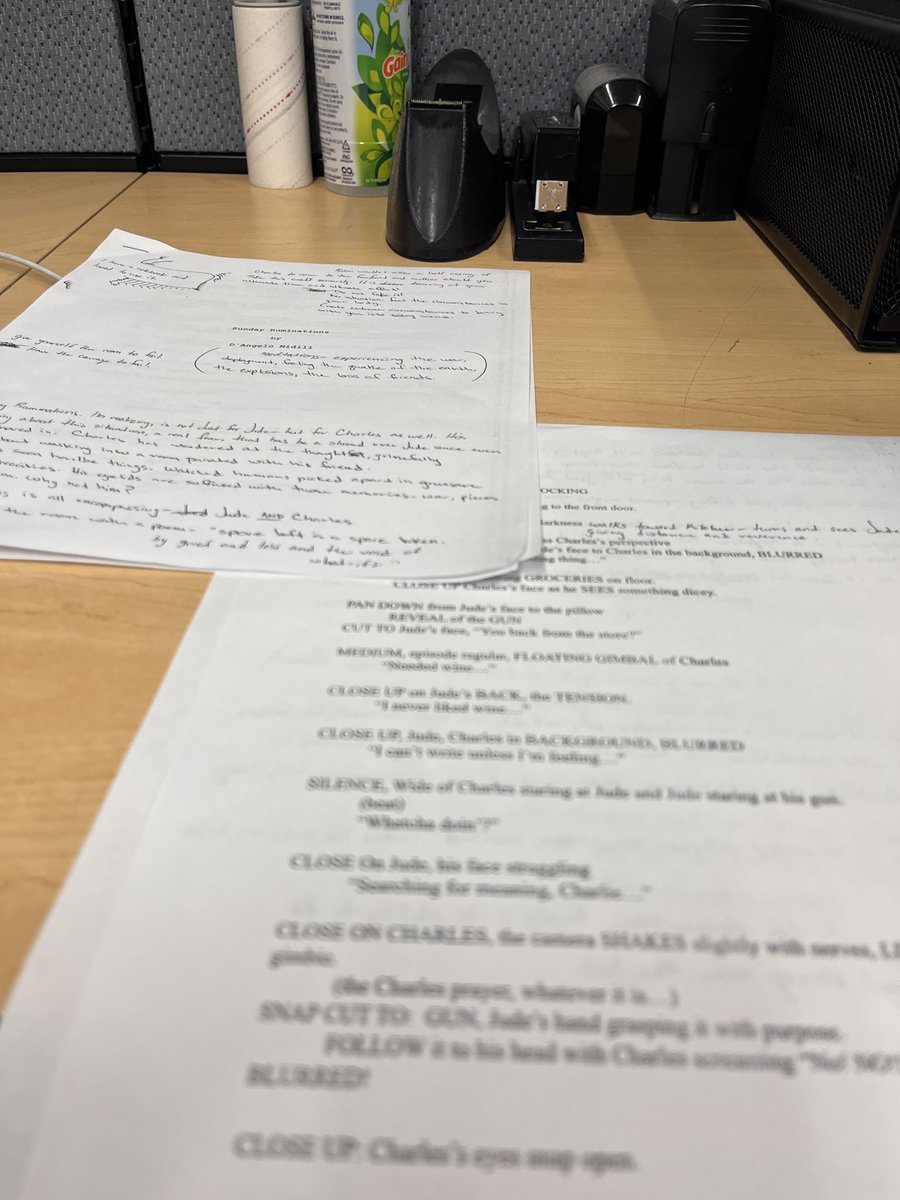 DloMidili's tweet photo. Shot list, notes, script w/ character breakdowns, extreme circumstances and all that 
Day before check list: Need wine.

Gluttonous Danny DeVito, farther by thy name. Give us courage, those that venture into the realm of absurdity. 
#independentfilm #underthisroofproject https://t.co/wi8emSSBPg