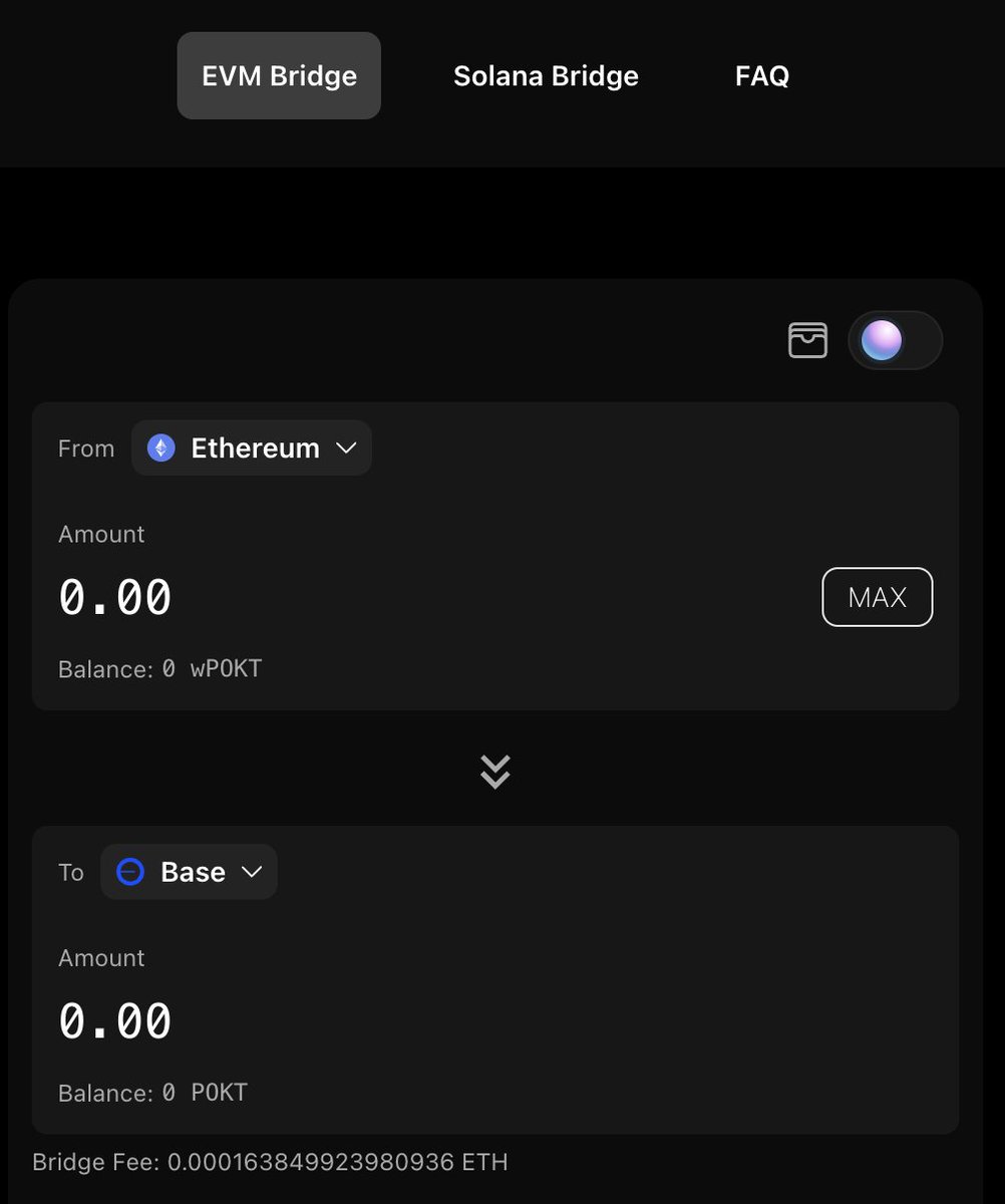 POKTnetwork's tweet image. 🌉 BY POPULAR DEMAND: POKT Solana &amp;amp; Base Bridge

During unified bridge construction, enjoy our trusty wPOKT bridges to Solana &amp;amp; Base

Wrap Cosmos POKT
on wpokt.network
🎁 Get wPOKT on Ethereum

Bridge wPOKT
on bridge.pokt.network
✅ to Solana or Base