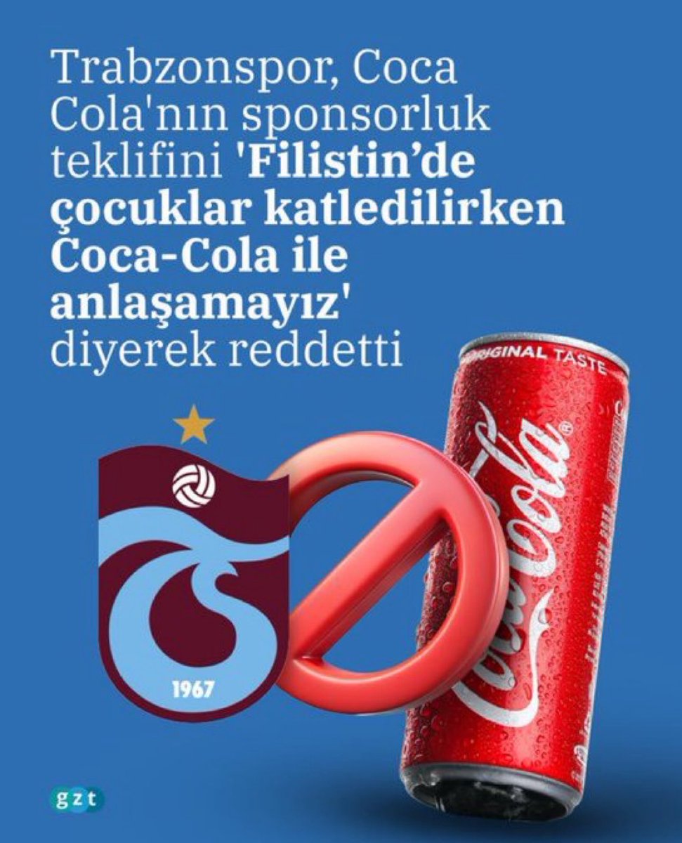 ibrahimertuerk's tweet photo. Trabzonspor, Coca-Cola’nın sponsorluk teklifini “Filistin’de çocuklar ölürken bu anlaşmayı yapamayız” diyerek reddetti.

Bu karar bizim için sürpriz değil.
Çünkü yıllardır 2010/11 başta olmak üzere 1995/96, 2004/05, 2019/20 gibi sayısız mağduriyet yaşamış bir kulüp; kendi gibi mağdur olan Filistinli çocukların yanında durmanın ne demek olduğunu herkesten iyi bilir.

Asıl şaşırtıcı olan, bugün Trabzonspor’u bu duruşu nedeniyle övenlerin;
2010/11’de 20’ye yakın yargı organının kararıyla çalınmış şampiyonluk ortadayken gücün yanında saf tutmalarıydı.

Bugün çıkıp Trabzonspor’a methiyeler düzenlerin samimiyeti bize inandırıcı gelmiyor.
Çünkü Trabzonspor’un yaptığı yeni bir şey değil:
Duruşunu satmamak. Mazlumdan yana olmak.

Paranın değil, vicdanın yanında durmak…
İşte Trabzonspor budur.