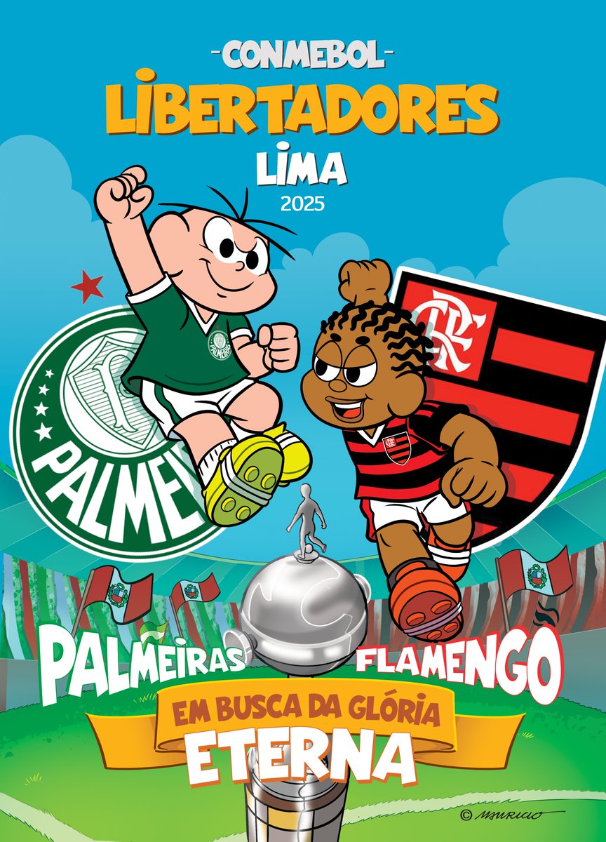 💚❤️ O Jeremias só pensa no TETRA e o Cebolinha quer gritar TETLA! É a <a href="/TurmadaMonica/">Turma da Mônica</a> em busca da #GloriaEterna.

🏆 <a href="/Palmeiras/">SE Palmeiras</a> 🆚 <a href="/Flamengo/">Flamengo</a>
