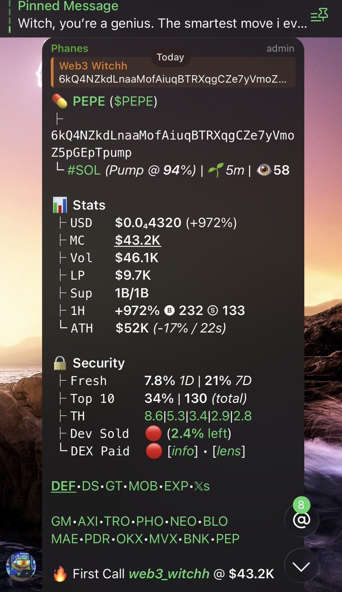Web3_Witchh's tweet image. CA:
6kQ4NZkdLnaaMofAiuqBTRXqgCZe7yVmoZ5pGEpTpump
$PEPE

Sniped this early — chart already moving and entries are getting tighter by the minute.
Join the ones catching these first: t.me/Web3_Witchh

#PEPE #Solana #helevier #memecoin #Crypto #Altcoins #Trading #zeudiners